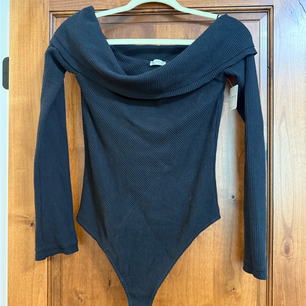 Free People Black Textured Top